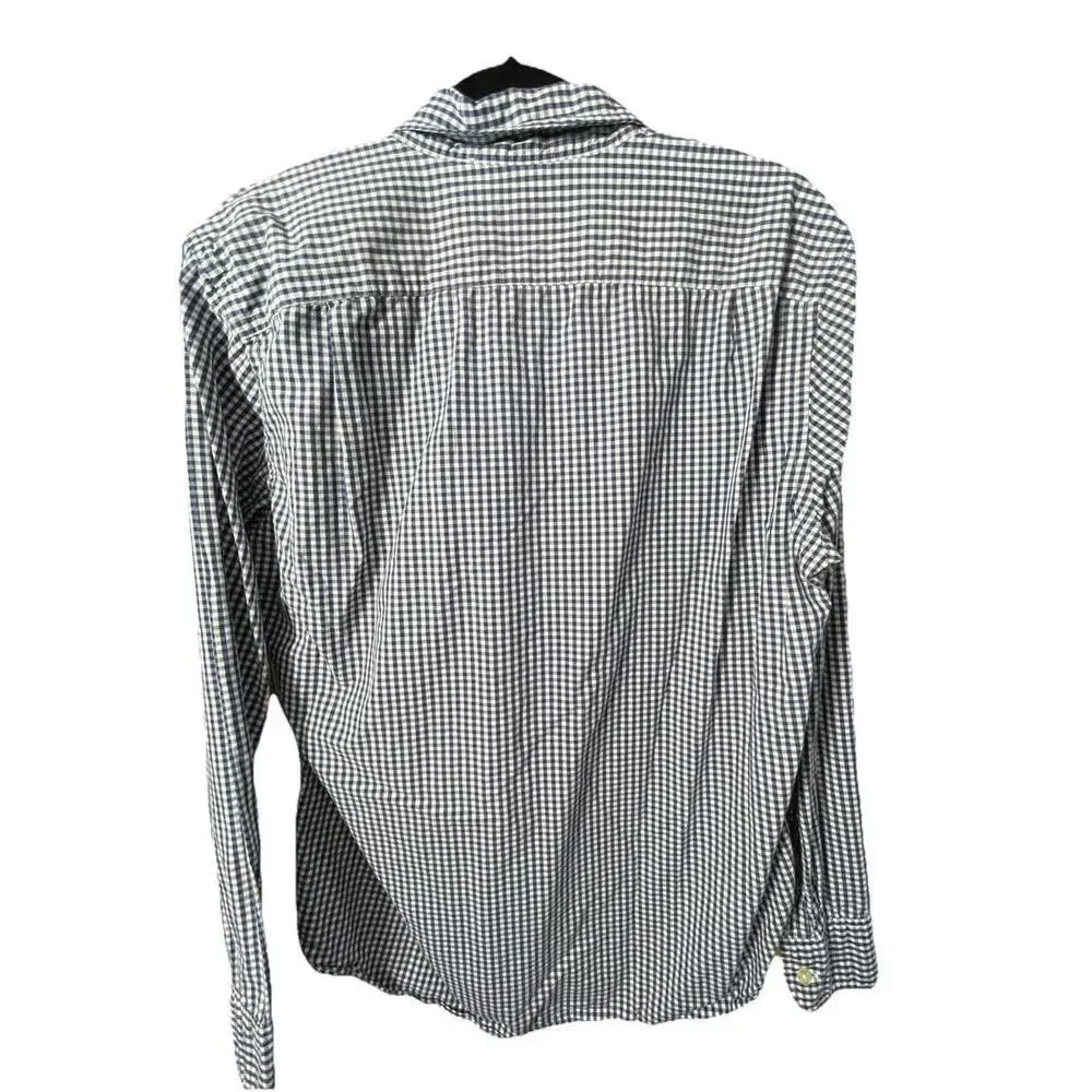 Tailored by J. Crew Mens 100% Cotton Med White Gingham LS Shirt Classic Sz M